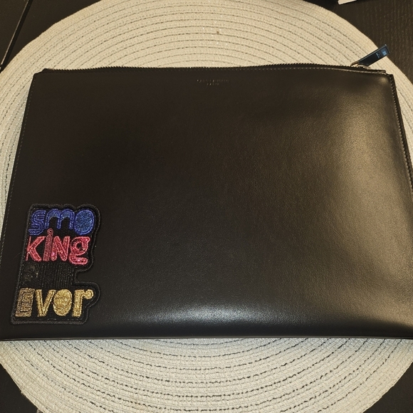 Saint Laurent Handbags - Saint Laurent Leather Zip Pouch / Document Holder